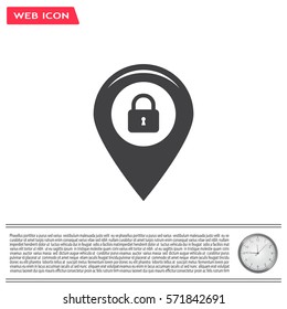 privacy lock icon, icon map pin.