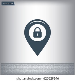 privacy lock icon, icon map pin.