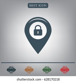 privacy lock icon, icon map pin.