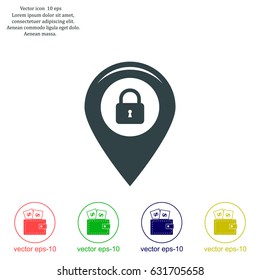 privacy lock icon, icon map pin.