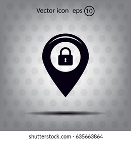 privacy lock icon, icon map pin.