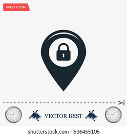 privacy lock icon, icon map pin.