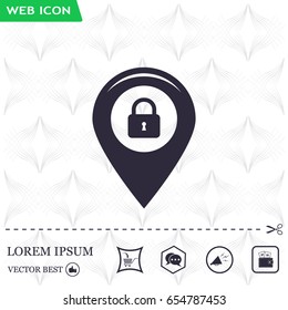 privacy lock icon, icon map pin.