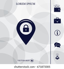 privacy lock icon, icon map pin.