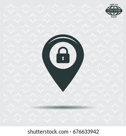 privacy lock icon, icon map pin.