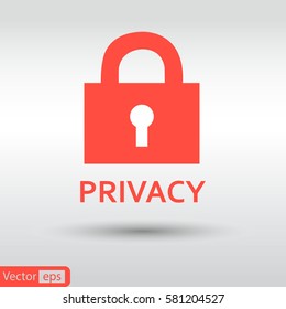 privacy lock icon, red icon eps 10