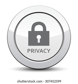 privacy lock icon, silver button. eps 10.