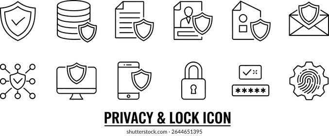 Privacy and lock icons representing data security and protection