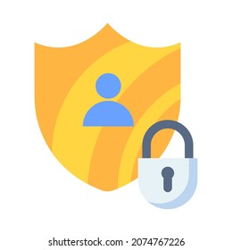 privacy lock security shield single isolated icon with flat style