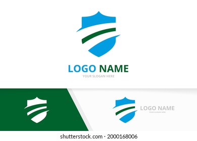 Privacy logotype design template. Vector shield logo combination.