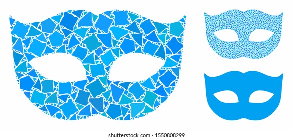 Privacy mask composition of irregular parts in variable sizes and shades, based on privacy mask icon. Vector tuberous parts are combined into composition.