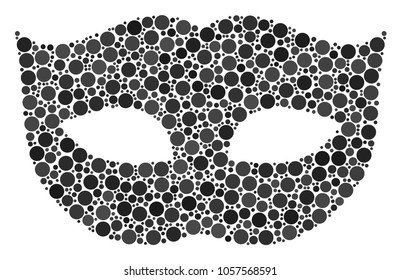 Privacy Mask composition of round dots in variable sizes and color shades. Filled circles are composed into privacy mask vector illustration. Vector design concept.