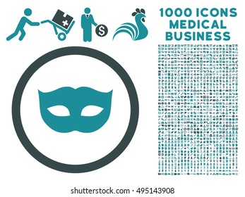 Privacy Mask icon with 1000 medical commerce soft blue vector design elements. Clipart style is flat bicolor symbols, white background.