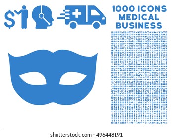 Privacy Mask icon with 1000 medical commerce cobalt vector pictograms. Clipart style is flat symbols, white background.