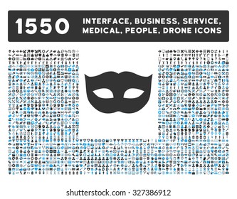 Privacy Mask icon and other web interface, business, tools, people, medical service and awards vector symbols. Style is bicolor flat symbols, blue and gray colors, rounded angles, white background.