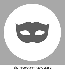 Privacy Mask icon from Primitive Round Buttons OverColor Set. This round flat button is drawn with dark gray and white colors on a silver background.
