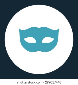 Privacy Mask icon from Primitive Round Buttons OverColor Set. This round flat button is drawn with blue and white colors on a dark blue background.