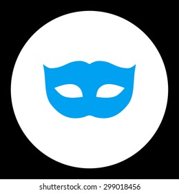 Privacy Mask icon from Primitive Round Buttons OverColor Set. This round flat button is drawn with blue and white colors on a black background.