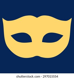 Privacy Mask icon from Primitive Set. This isolated flat symbol is drawn with yellow color on a blue background, angles are rounded.