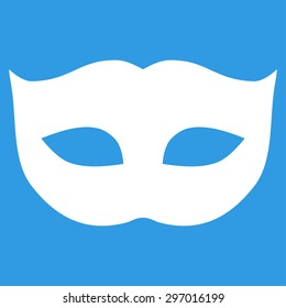 Privacy Mask icon from Primitive Set. This isolated flat symbol is drawn with white color on a blue background, angles are rounded.