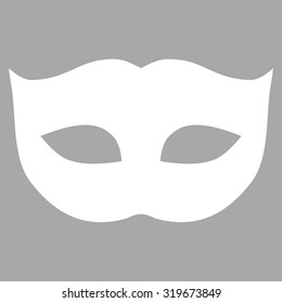 Privacy Mask icon from Primitive Set. This isolated flat symbol is drawn with white color on a silver background, angles are rounded.