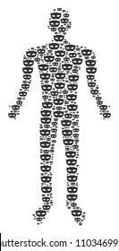 Privacy mask man representation. Vector privacy mask icons are united into person composition.