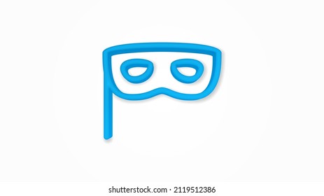 Privacy, mask, masquerade realistic icon. 3d vector illustration. Isolated line color pictogram. Transparent shadows