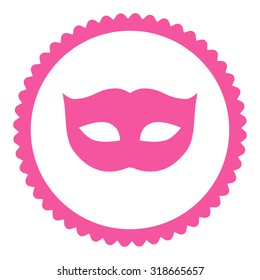 Privacy Mask round stamp icon. This flat vector symbol is drawn with pink color on a white background.