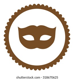 Privacy Mask round stamp icon. This flat vector symbol is drawn with brown color on a white background.