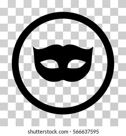 Privacy Mask rounded icon. Vector illustration style is flat iconic symbol inside a circle, black color, transparent background. Designed for web and software interfaces.