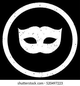 Privacy Mask rubber seal stamp watermark. Icon vector symbol with grunge design and unclean texture. Scratched white ink emblem on a black background.