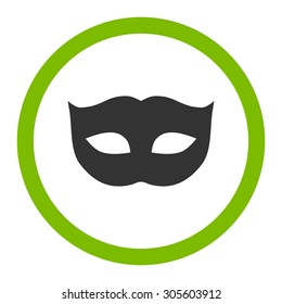 Privacy Mask vector icon. This rounded flat symbol is drawn with eco green and gray colors on a white background.