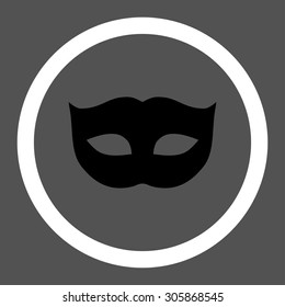 Privacy Mask vector icon. This rounded flat symbol is drawn with black and white colors on a gray background.