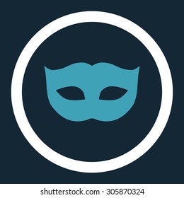 Privacy Mask vector icon. This rounded flat symbol is drawn with blue and white colors on a dark blue background.