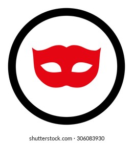 Privacy Mask vector icon. This rounded flat symbol is drawn with intensive red and black colors on a white background.