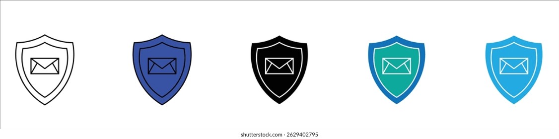Iconos de seguridad de mensajes de privacidad. Símbolo de icono de protección de la información. Datos personales o información con protección de escudo, candado y símbolo de icono de marca de verificación. Ilustración vectorial