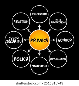 Privacy mind map process, technology concept for presentations and reports. No AI generated content