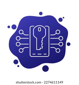 Symbol für Privatsphäre und mobile Sicherheit mit Handy, Zeilenkreislauf