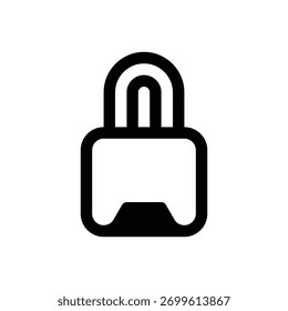 Privacidad. Icono de Vector de trazo delineado con detalles rellenos de negro.