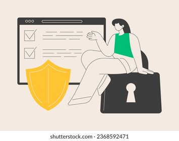 Privacy policy abstract concept vector illustration. Privacy notice, agree policy, pop up website page, know more, client data, menu bar design, user experience, legal document abstract metaphor.