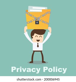 privacy policy concept- businessman holding file