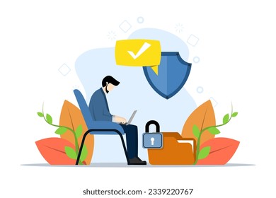 el concepto de política de privacidad con gente pequeña. Honorarios y financiamiento, términos y condiciones, página de información de sitios web ilustración vectorial. Tarifa de servicio, cuota de suscripción, barra de menú del sitio web, interfaz de usuario, metáfora UX.