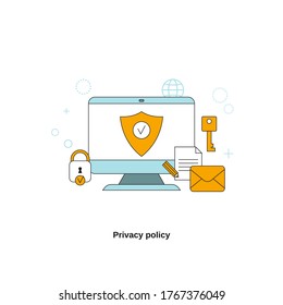 Privacy policy concept. Vector template for website, mobile website, landing page, ui.