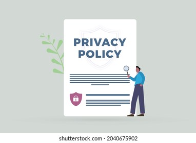 Privacy Policy Contract With Protection Of Confidential Information Concept Illustration. Cyber Security Computer Business Data Privacy Policy Access Document. GDPR, PDPA, PII Vector Icon