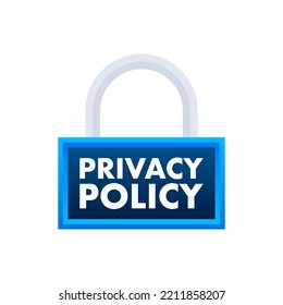 Política de privacidad. Protección de datos. Ciberseguridad. Ilustración de material vectorial.