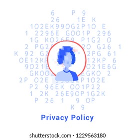   Privacy policy. Doodle flat design icon vector illustration concept. 