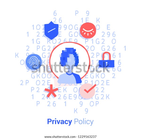 Privacy Policy Doodle Flat Design Icon Stock Vector Royalty Free