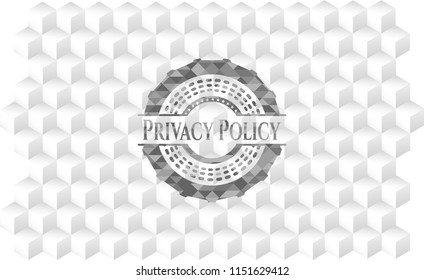 Privacy Policy grey emblem with geometric cube white background