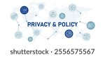 Privacy and policy icon set defense system internet protection safety private database encryption password padlock computer security design outline collection