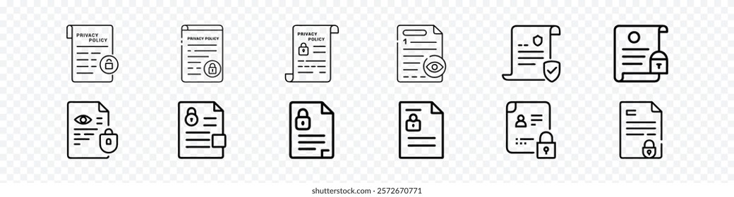 Privacy policy icon set. Policy icon, Insurance Policy Icon.  Security Policies icons, Company Privacy policy document icon set.